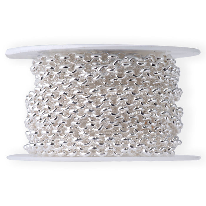 3.5mm Rolo Chain in Silver Plated Brass - 15 Foot Spool