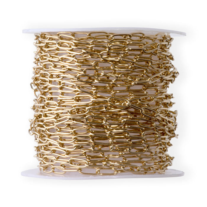 6x2.5mm Paperclip Gold Plated Stainless Steel Chain - 5 Meter Spool