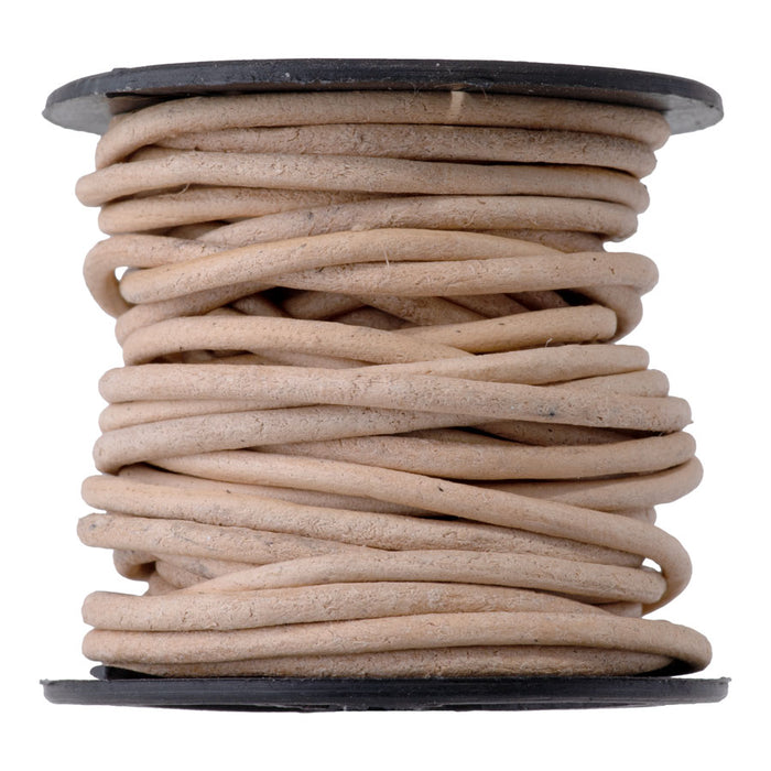 2mm Round Leather Cord in Natural Tan - 5 Meter Spool