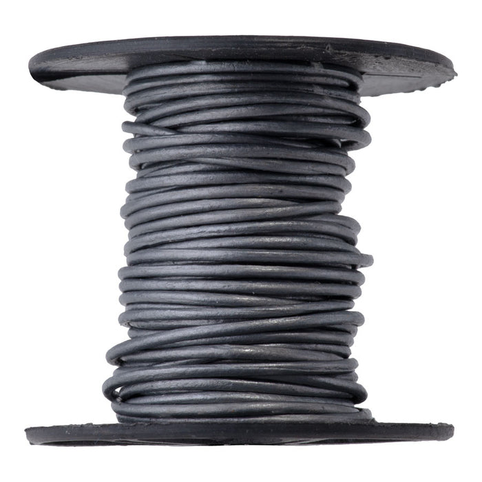 1mm Round Leather Cord in Metallic Gray - 5 Meter Spool