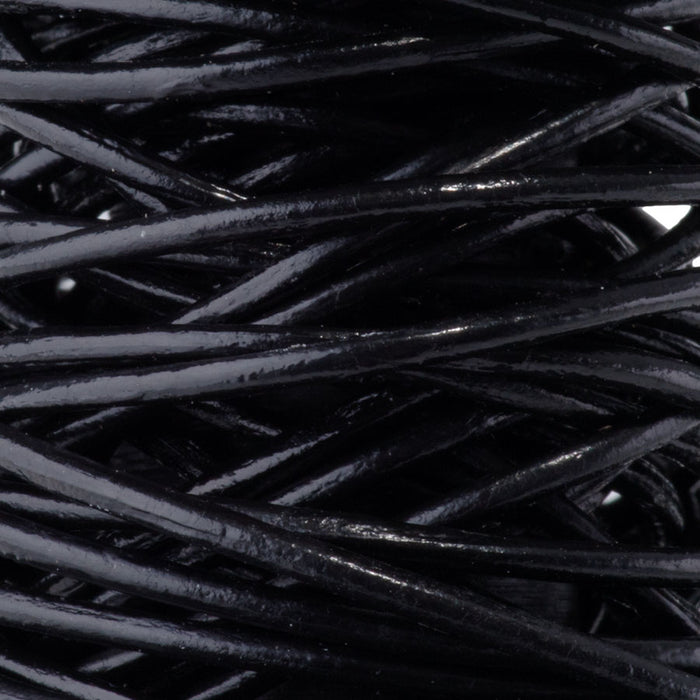 1mm Round Leather Cord in Black - 5 Meter Spool