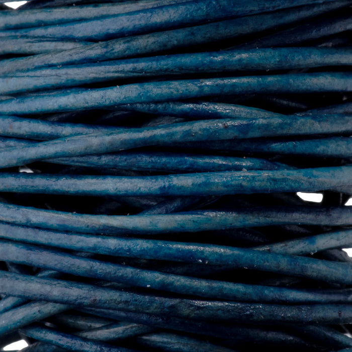 1mm Round Leather Cord in Natural Blue - 5 Meter Spool