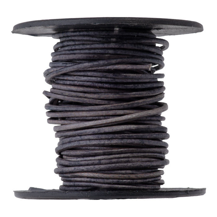 1mm Round Leather Cord in Natural Gray - 5 Meter Spool