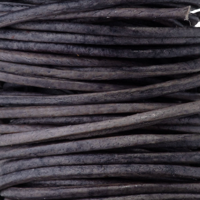 1mm Round Leather Cord in Natural Gray - 5 Meter Spool