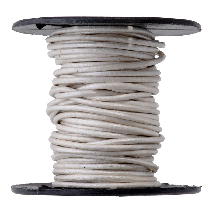 1mm Round Leather Cord in Metallic Pearl - 5 Meter Spool