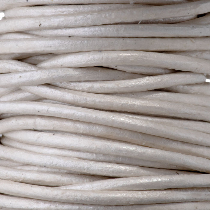 1mm Round Leather Cord in Metallic Pearl - 5 Meter Spool