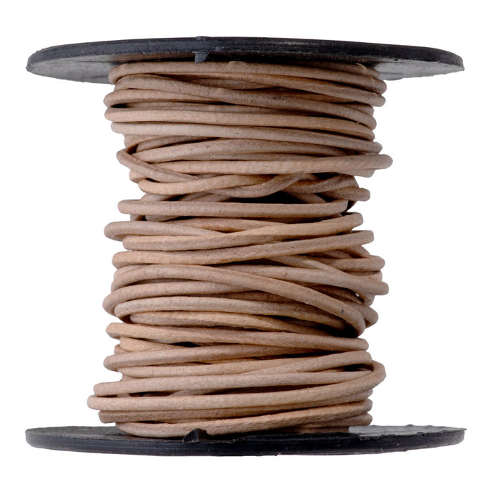 1mm Round Leather Cord in Natural Tan - 5 Meter Spool