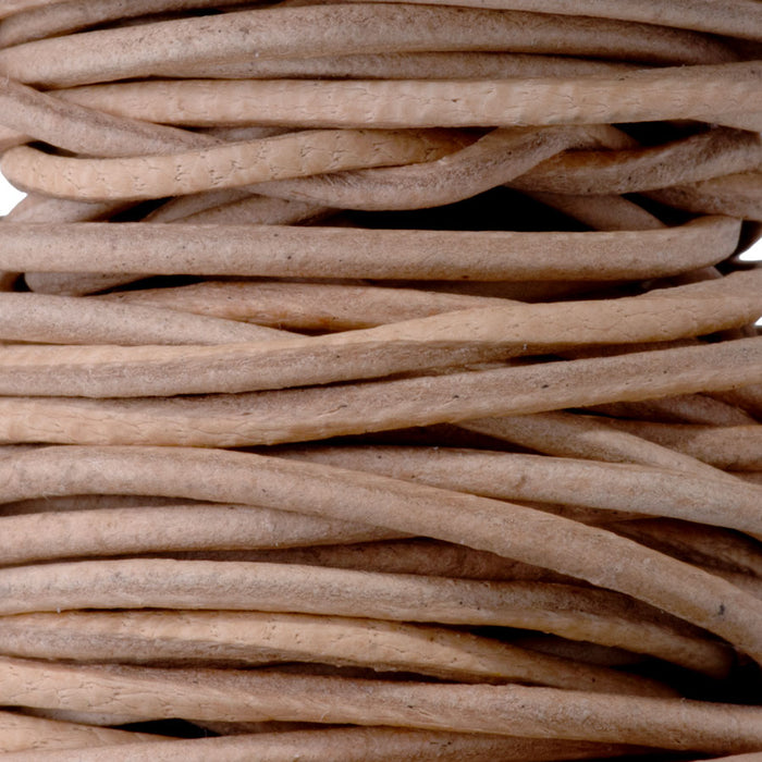 1mm Round Leather Cord in Natural Tan - 5 Meter Spool