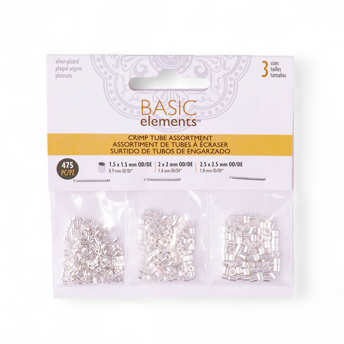 Crimp Tube Assortment Pack - 475 pcs - Silver Plated