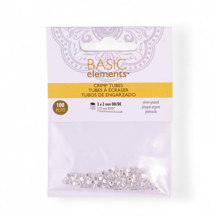 Crimp Tube 2x2mm - 100 pcs - Silver Plated