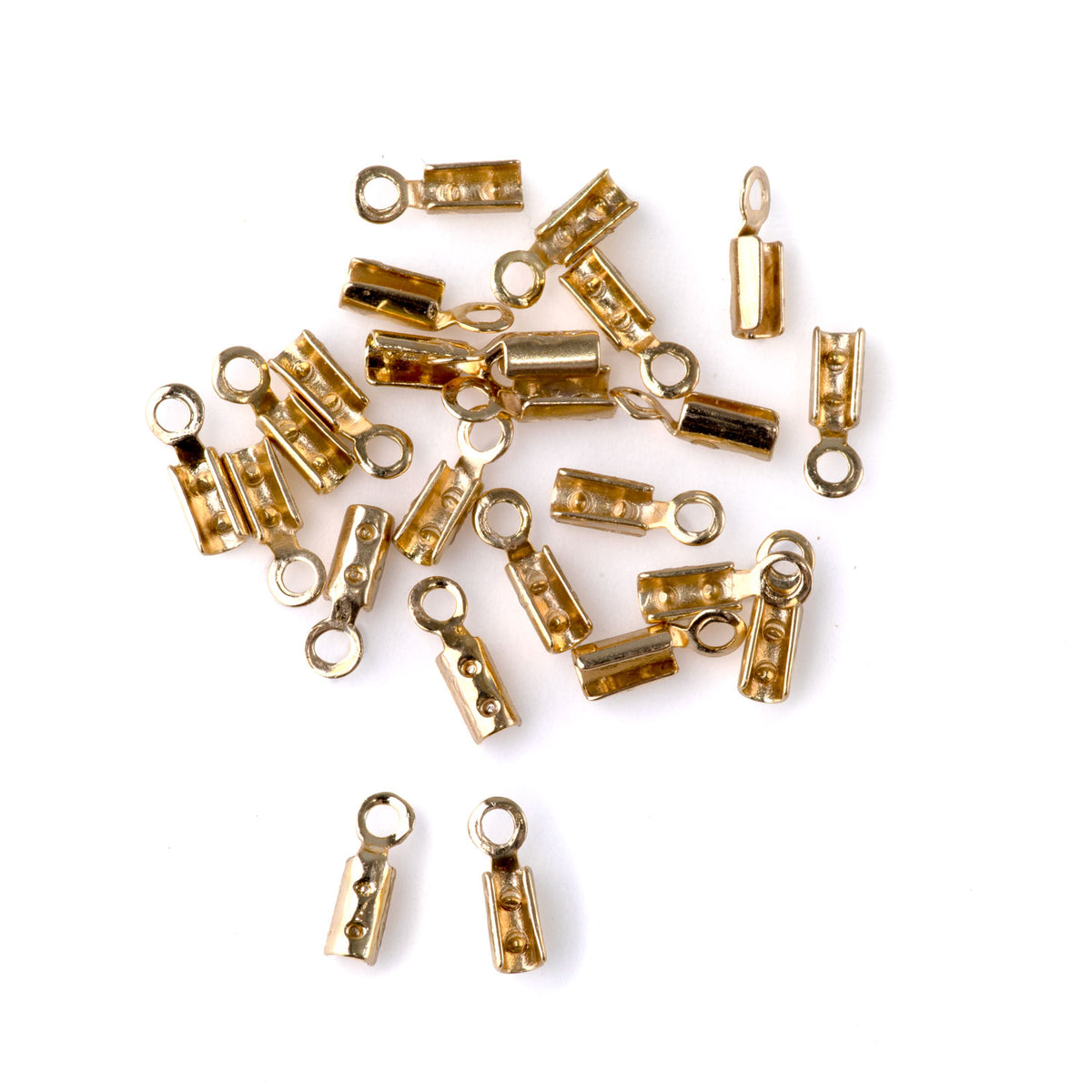 Looped Crimp 1mm Bright Gold Fold Over Crimp with Loop Chain Ends - 24 Pack — Dakota ...