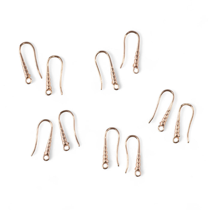 20mm Gold Plated French Hook Ear Wire with Loop - 5 Pairs