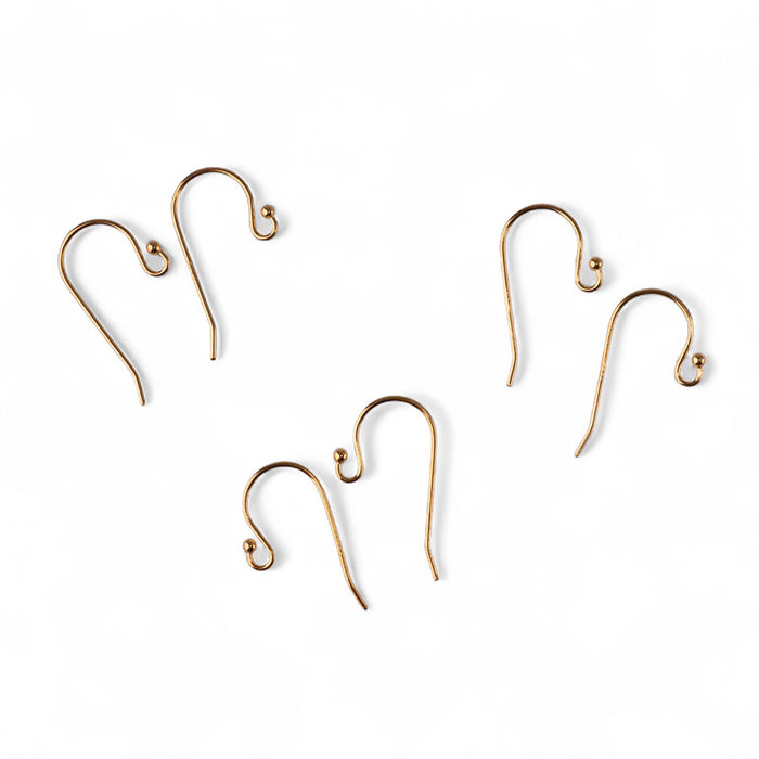 Simple Loop with Ball French Earring Wires - Gold Filled - 3 Pair