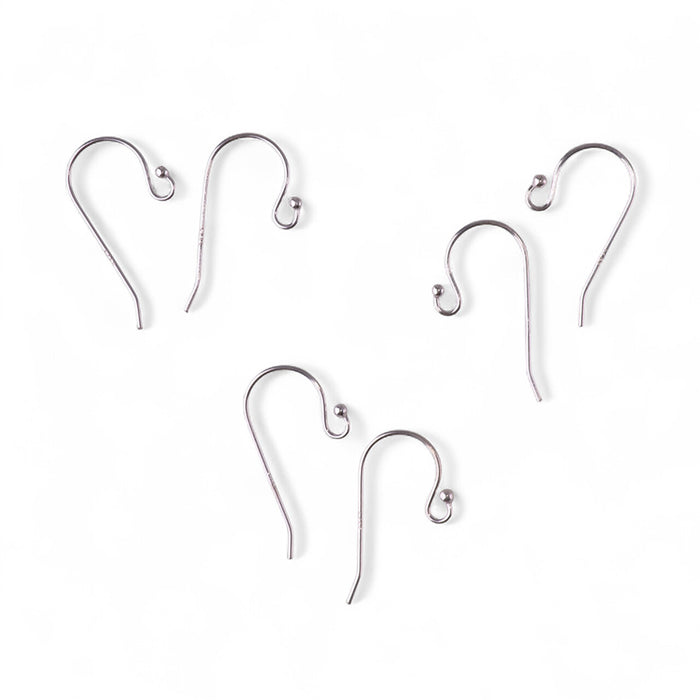 Simple Loop with Ball French Earring Wires - Sterling Silver  - 3 Pair