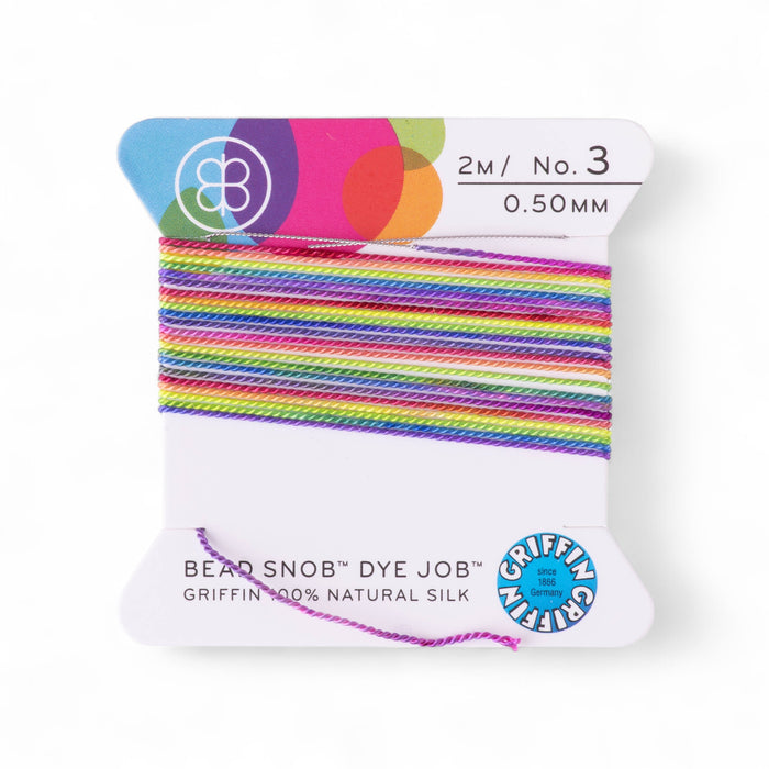 Griffin 100% Silk Cord Dakota Stones EXCLUSIVE Rainbow Bead Snob® Dye Job® 2 Meters - Size 3 (0.50mm)