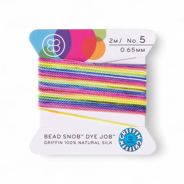 Griffin 100% Silk Cord Dakota Stones EXCLUSIVE Rainbow Bead Snob® Dye Job® 2 Meters - Size 5 (0.65mm)