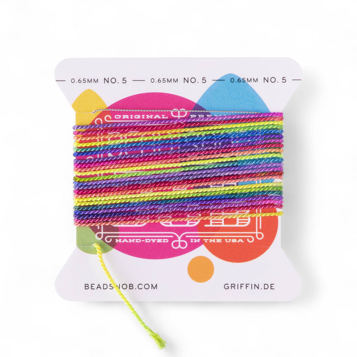 Griffin 100% Silk Cord Dakota Stones EXCLUSIVE Rainbow Bead Snob® Dye Job® 2 Meters - Size 5 (0.65mm)