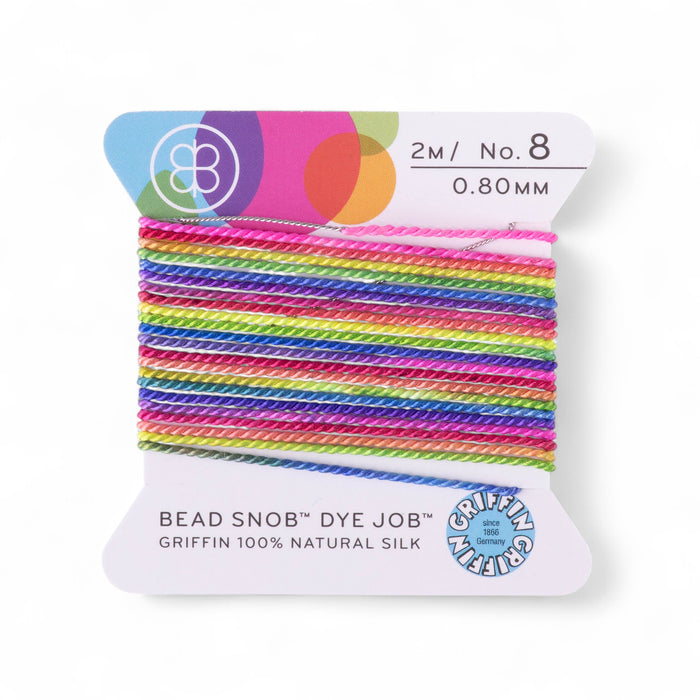 Griffin 100% Silk Cord Dakota Stones EXCLUSIVE Rainbow Bead Snob® Dye Job® 2 Meters - Size 8 (0.80mm)