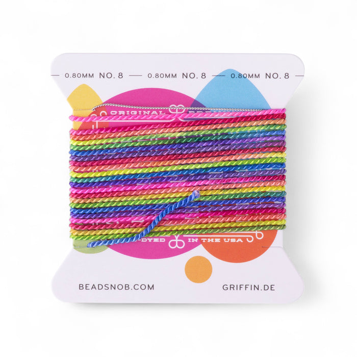 Griffin 100% Silk Cord Dakota Stones EXCLUSIVE Rainbow Bead Snob® Dye Job® 2 Meters - Size 8 (0.80mm)