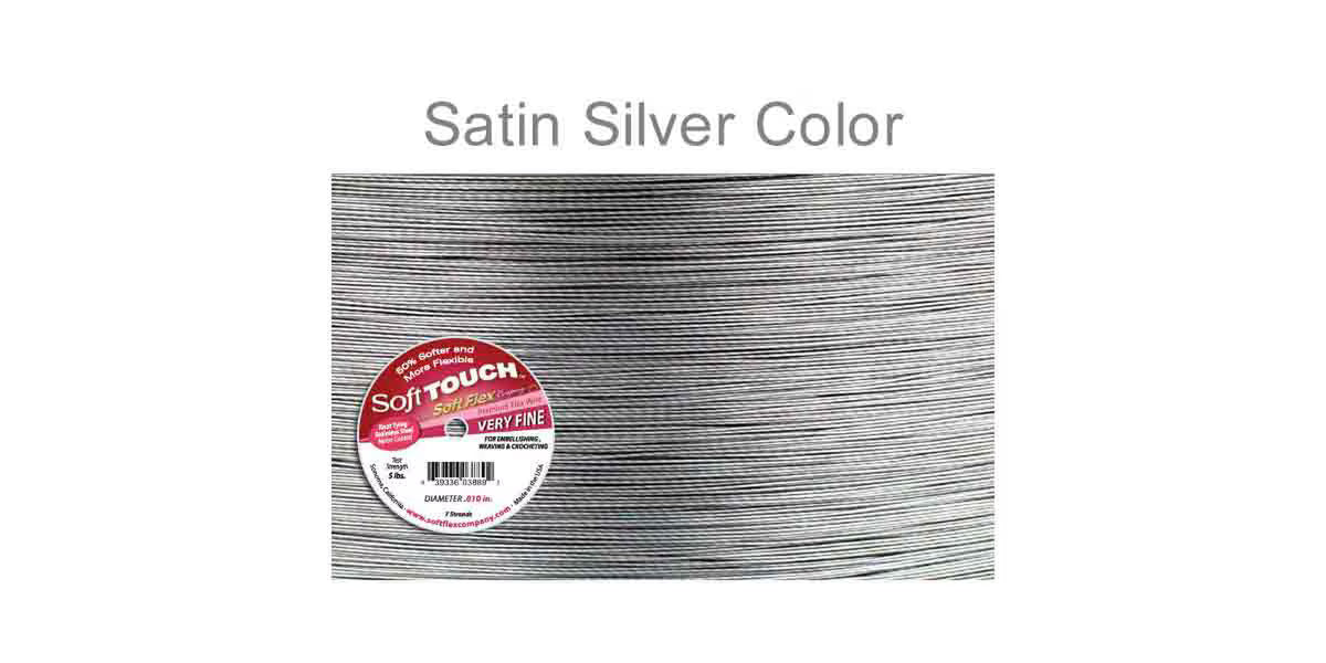 Soft Touch VERY FINE Gauge 0.010 Inch Diameter Beading Wire - 30 Feet - Satin Silver
