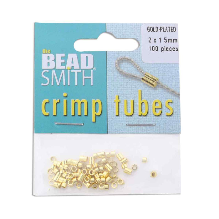 Crimp Tube 2x1.5mm - 100 pcs - Gold Plated