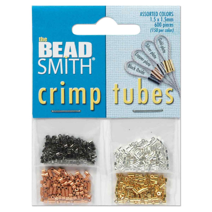 Crimp Tube 1.5mm Assortment Pack - 600 pcs - Black Oxide/Copper Plate/Silver Plate/Gold Plate