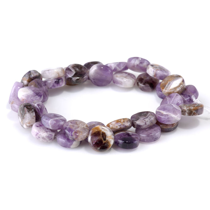 Dog Teeth Amethyst 12mm Coin Bead - 15-16 Inch - DSL