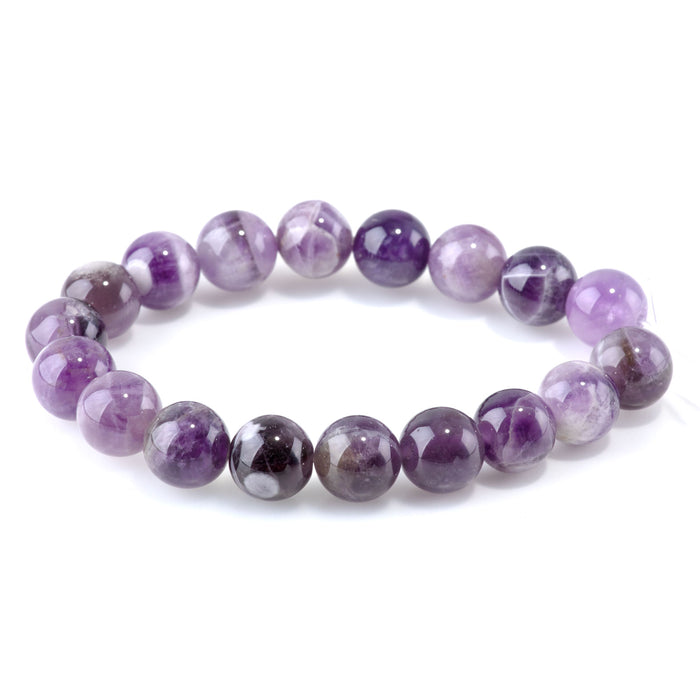 Dog Teeth Amethyst 12mm Round - 8-Inch