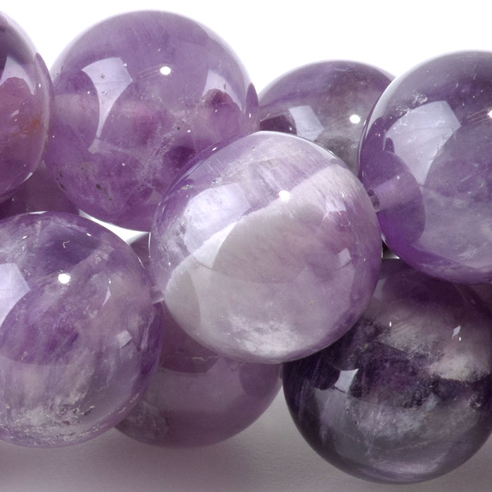 Dog Teeth Amethyst 12mm Round - 8-Inch