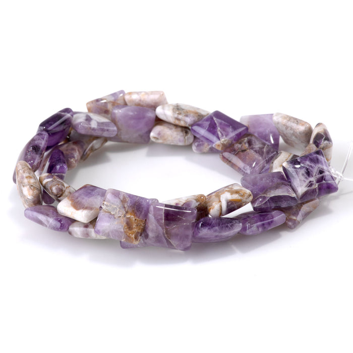 Dog Teeth Amethyst 12mm Square Bead - 15-16 Inch - DSL