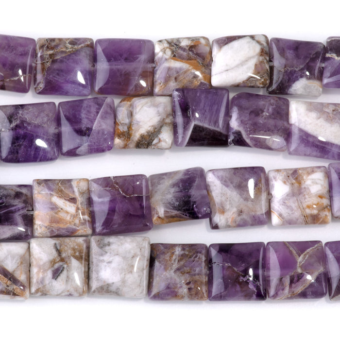 Dog Teeth Amethyst 12mm Square Bead - 15-16 Inch - DSL