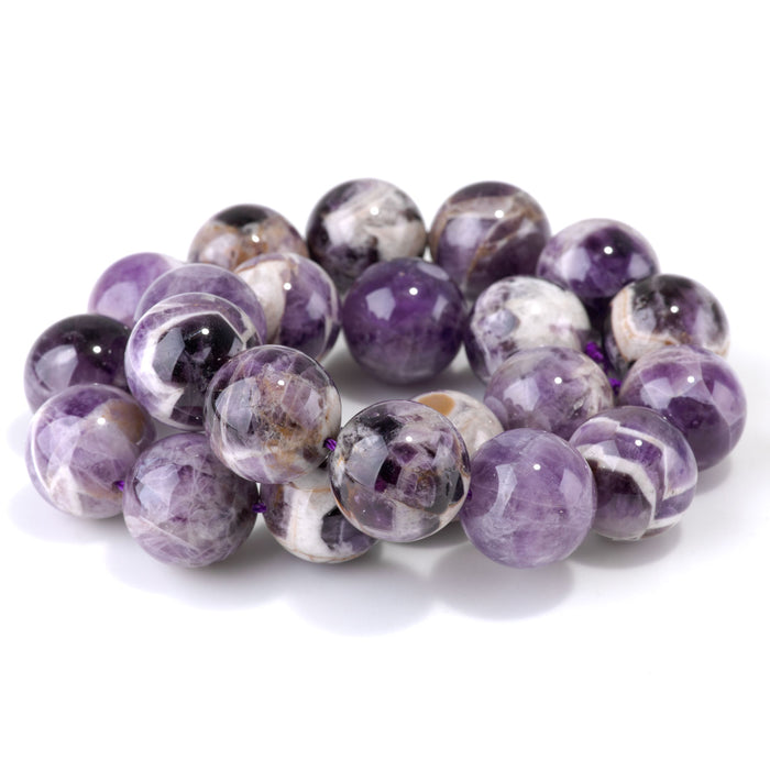 Dog Teeth Amethyst 18mm Round Bead - 15-16 Inch