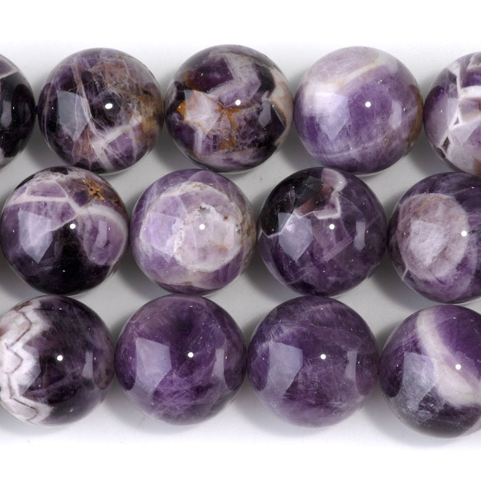 Dog Teeth Amethyst 18mm Round Bead - 15-16 Inch