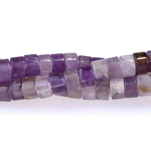 This is a Dakota Stones 2x4mm Dog Teeth Amethyst Gemstone strand with heishi beads in 15-16 inch strand.