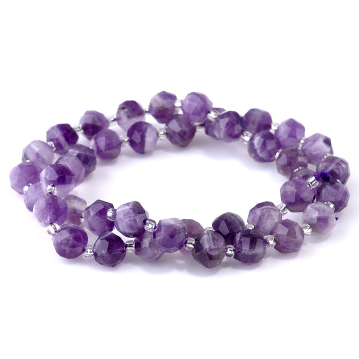 Dog Teeth Amethyst 7x8mm Faceted Nugget - 15-16 Inch