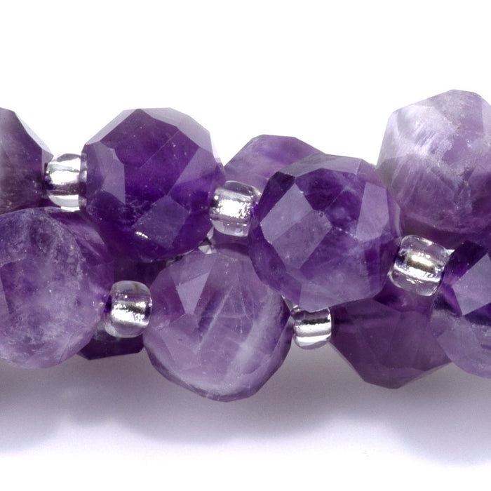 Dog Teeth Amethyst 7x8mm Faceted Nugget - 15-16 Inch