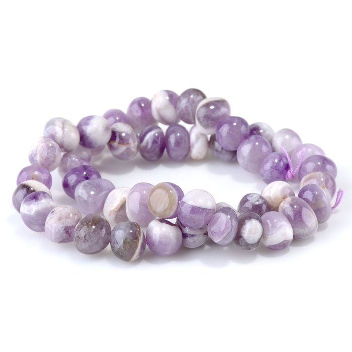 Dog Teeth Amethyst 8x10-9x13mm Side Drilled Pebble - 15-16 Inch