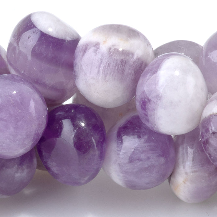 Dog Teeth Amethyst 8x10-9x13mm Side Drilled Pebble - 15-16 Inch