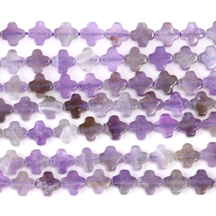 Dog Teeth Amethyst 8mm Cross - 15-16 Inch