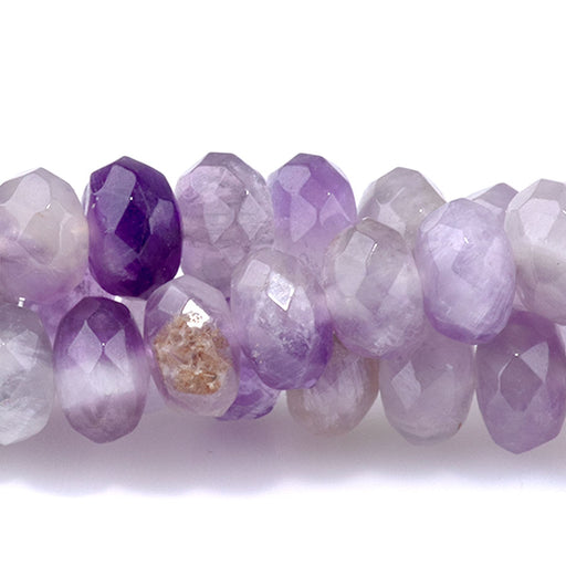 This is a Dakota Stones 8mm Dog Teeth Amethyst Gemstone strand with faceted rondelle beads in 8 inch strand.