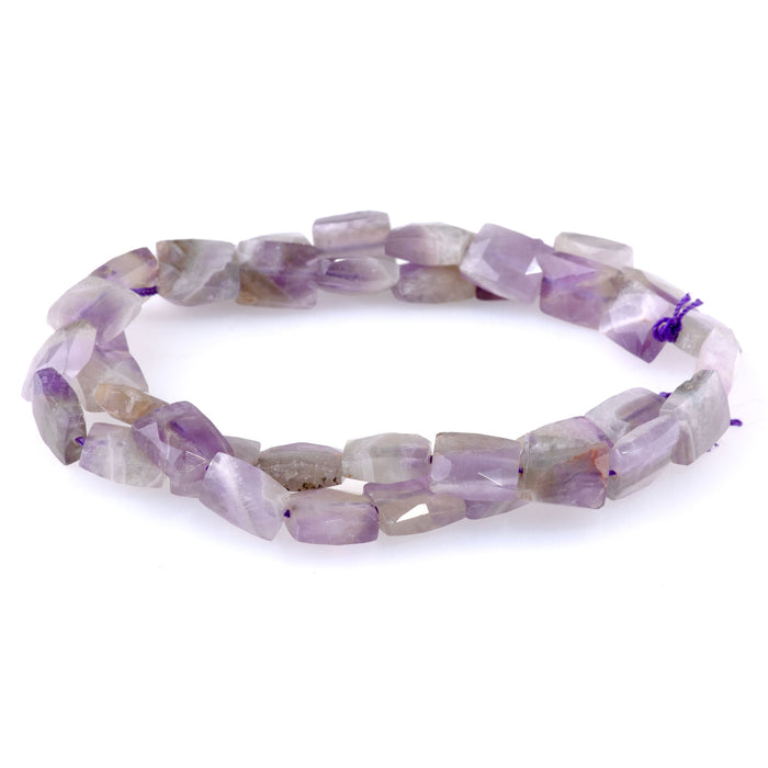 Dog Teeth Amethyst 8x10mm Faceted Rectangle - 15-16 Inch