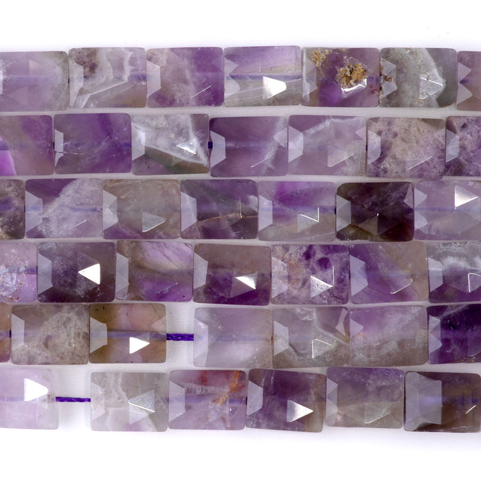 Dog Teeth Amethyst 8x10mm Faceted Rectangle - 15-16 Inch