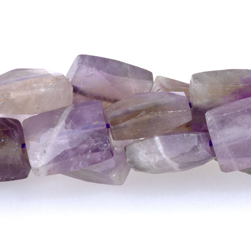 This is a Dakota Stones 8x10mm Dog Teeth Amethyst Rectangle Gemstone strand with faceted beads in 15-16 inch strand.
