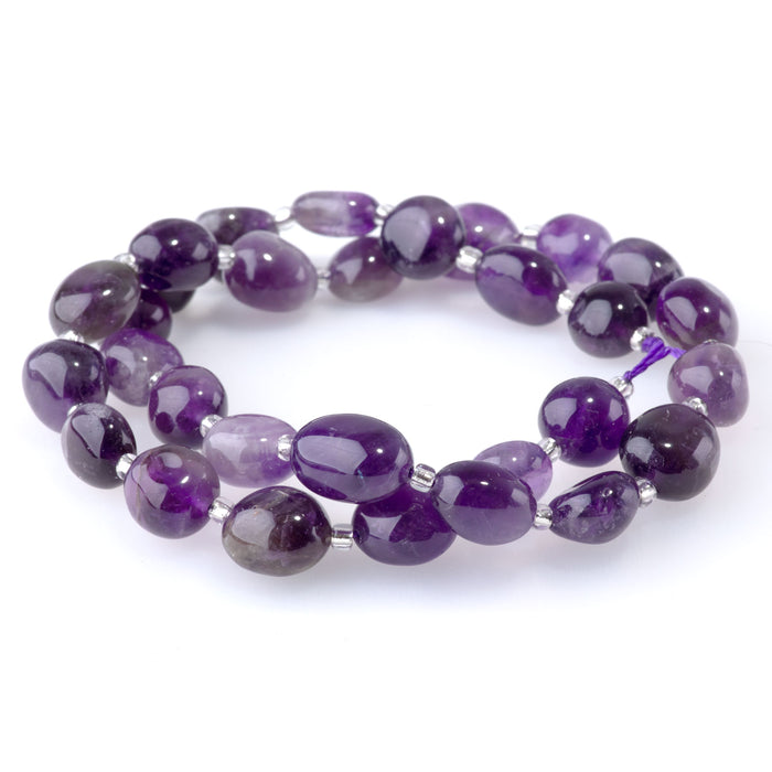 Dog Teeth Amethyst 9x11-10x14mm Tumble Nugget A Grade - 15-16 Inch