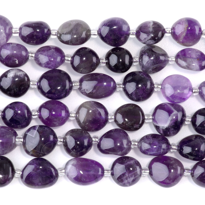 Dog Teeth Amethyst 9x11-10x14mm Tumble Nugget A Grade - 15-16 Inch
