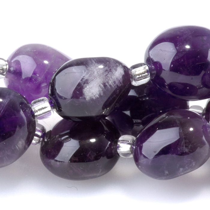 Dog Teeth Amethyst 9x11-10x14mm Tumble Nugget A Grade - 15-16 Inch
