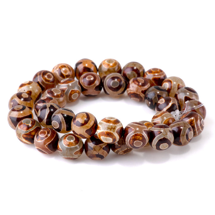 DZI Eye Agate 10mm Round Brown - 15-16 Inch