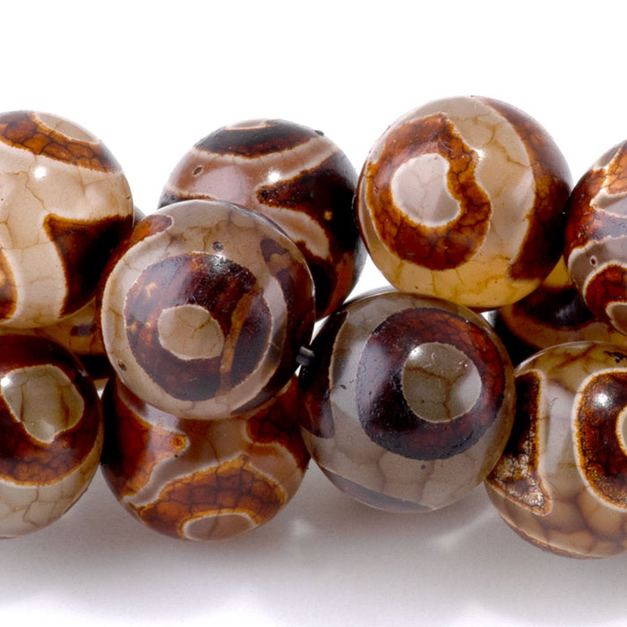 DZI Eye Agate 10mm Round Brown - 15-16 Inch