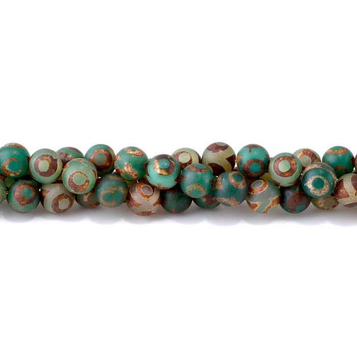 DZI Eye Agate 10mm Round Dark Green - 15-16 Inch