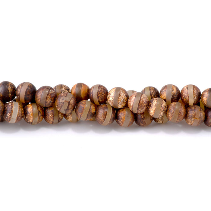 DZI Line Agate 10mm Round Brown- 15-16 Inch